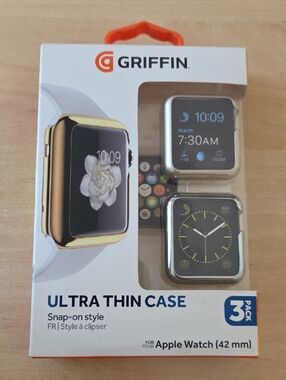 NWT Griffin Ultra Thin Case for Apple Watch (42mm) - Clear/ Silver Set